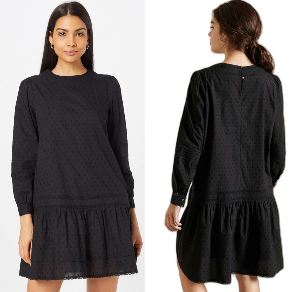 Superdry Swiss Dot Long Sleeve Shift Dress Black 4